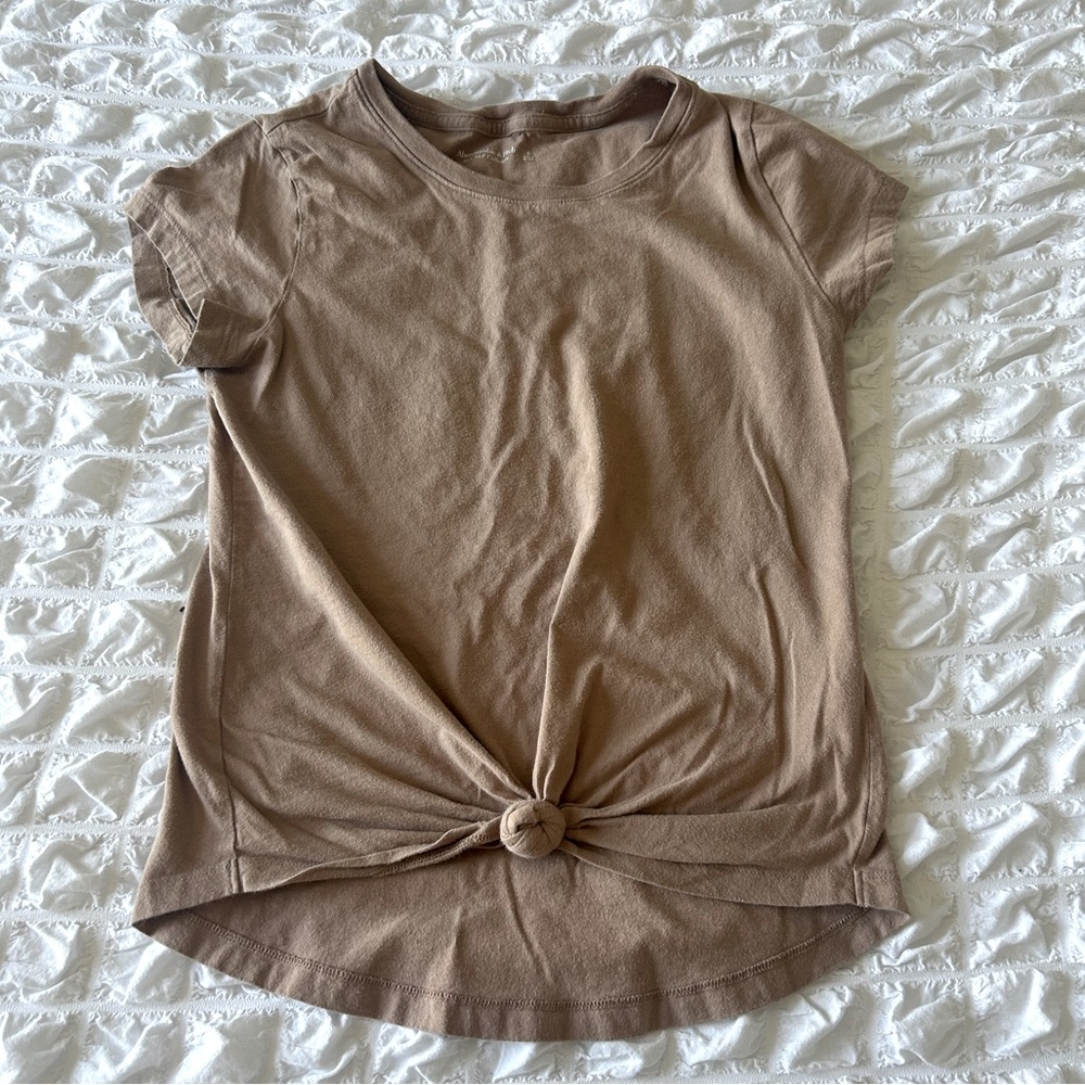 Tan front tie tee
